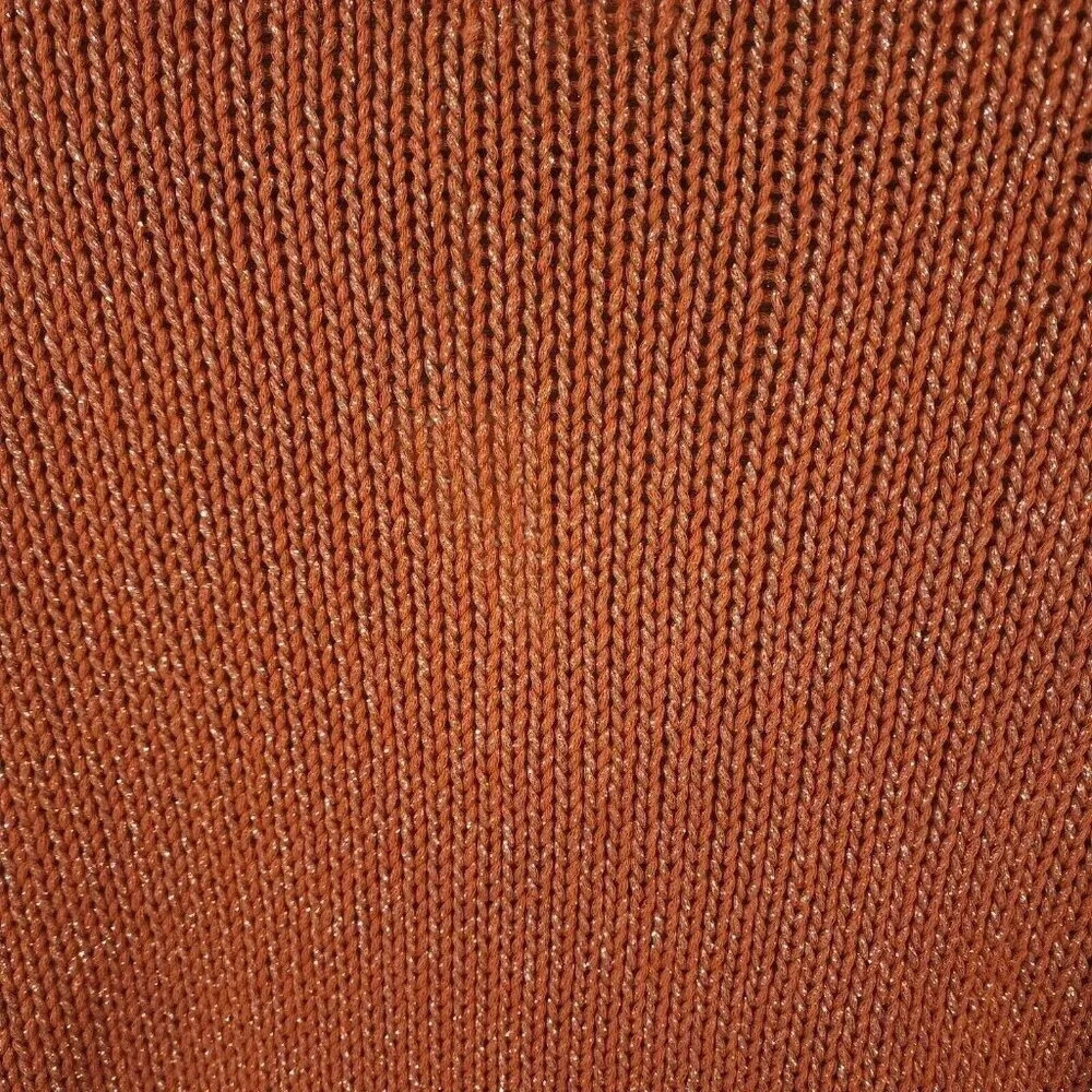 New $345 Ulla Johnson Lina V-Neck Chunky Knit Sweater Coral Metallic Size Large - Picture 11 of 11